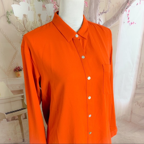 NEW J.Jill Burnt Orange Collared Camperi Button Down Shirt - Picture 5 of 11